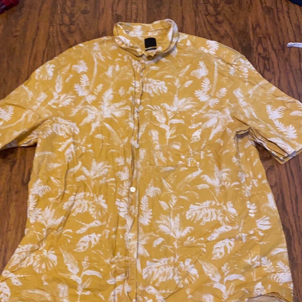 Yellow floral button down